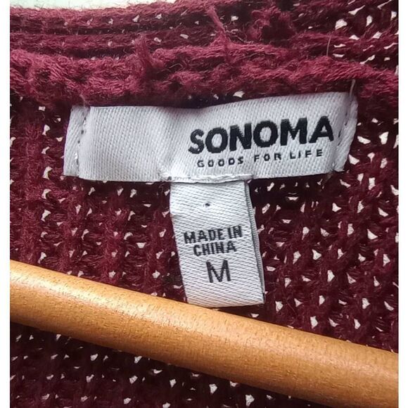 Sonoma dark red patterned knit sweater size medium - Picture 4 of 5
